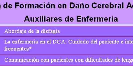 I Programa de Formación en Daño Cerebral Adquirido para Auxiliares de Enfermería I Programa de Formación en Daño Cerebral Adquirido para Auxiliares de Enfermería